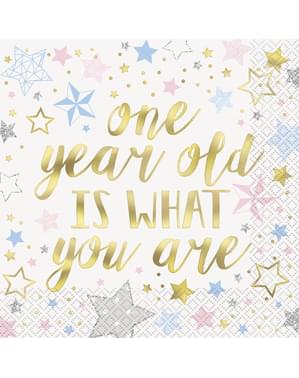 16 tovaglioli grandi 1 Year old is what you ar (33x33 cm) - Twinkle Little Star