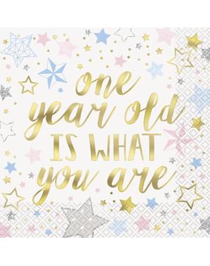 Sæt af 16 store 1 Year old is what you are servietter - Twinkle Little Star