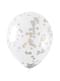 5 globos transparentes con confetti de estrella rosa, azul y dorados (30 cm)