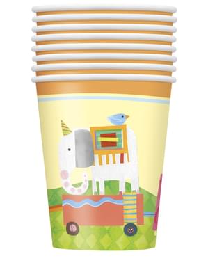 8 vasos Baby Shower - Circus Animal
