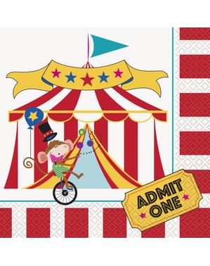 Sæt af 16 store servietter - circus carnival