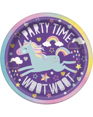 8 platos de unicornio (18cm) - Happy Unicorn