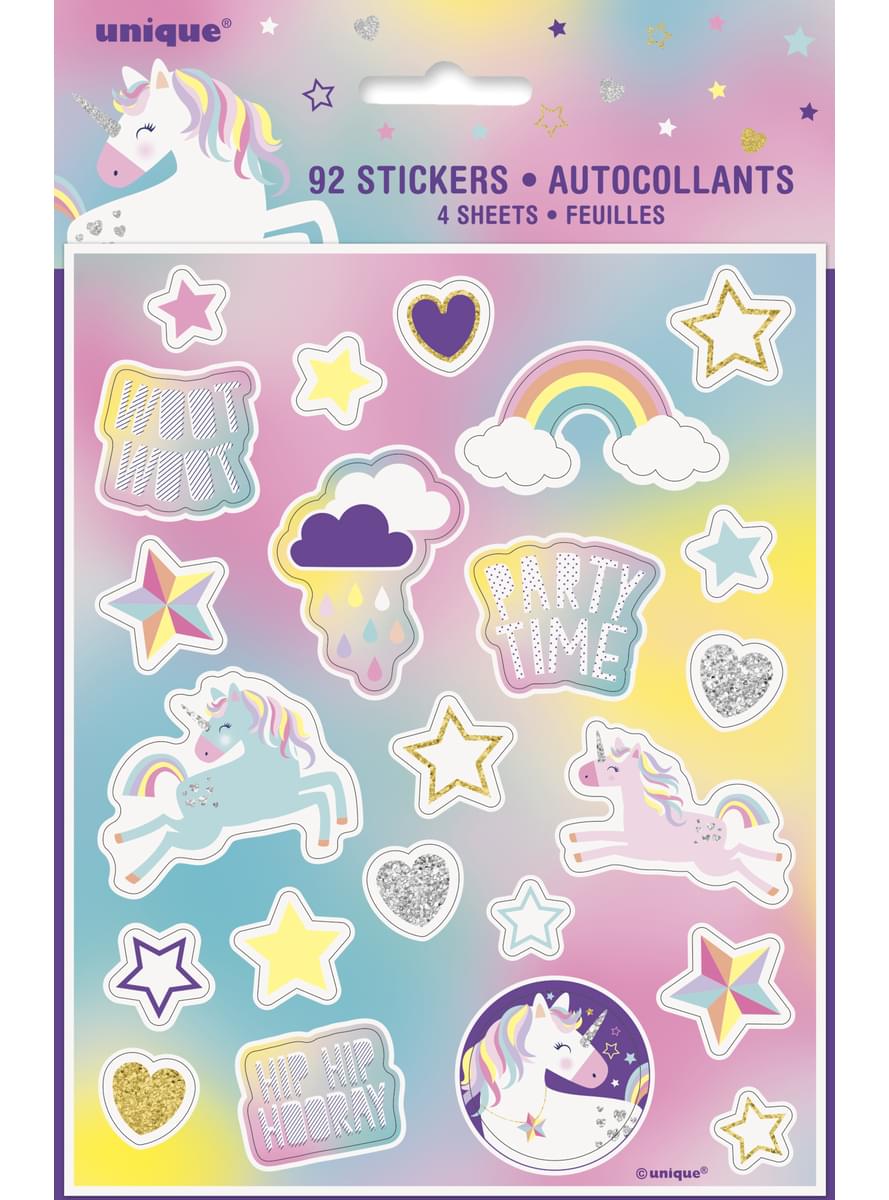 92 mini pegatinas variadas de unicornio - Happy Unicorn