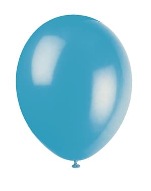 Sett med 10 turkis ballonger - Grunnleggende Farger Kolleksjon