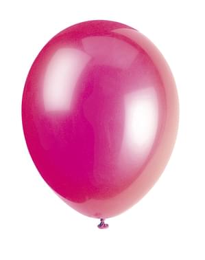 Sett med 10 fuksia ballonger - Grunnleggende Farger Kolleksjon