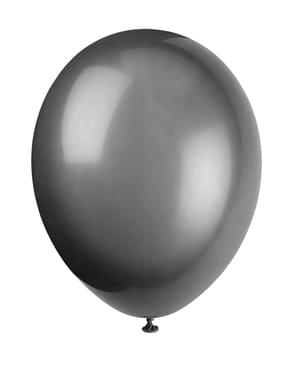 Sett med 10 svarte ballonger - Grunnleggende Farger Kolleksjon