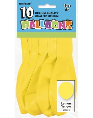 10 ballons couleur jaune - Gamme couleur unie