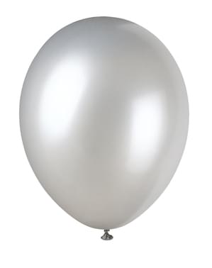 Sæt af 8 metalliske sølv ballonner - Basale farver linje