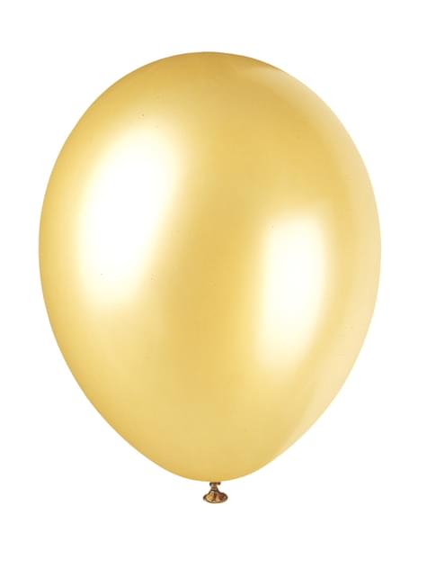 8 globos dorados metalizados (30 cm) - Línea Colores Básicos. Entrega 24h