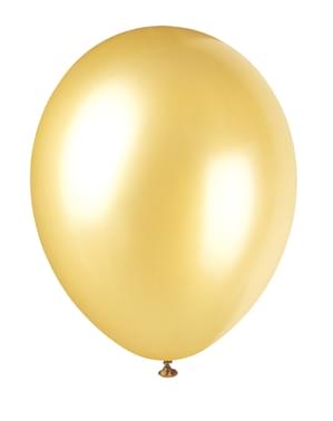 8 balões dourados metalizado (30 cm) - Linha Cores Básicas