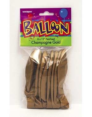 Sada 8 balonků kovově zlatých - Základní barevná řada