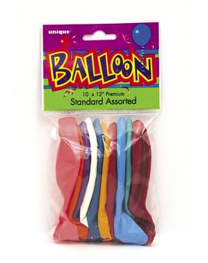 10 balões cores variada (30 cm) - Linha Cores Básicas