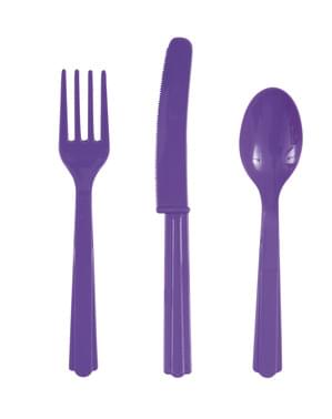 Peralatan makan plastik neon ungu - Garis Warna Dasar