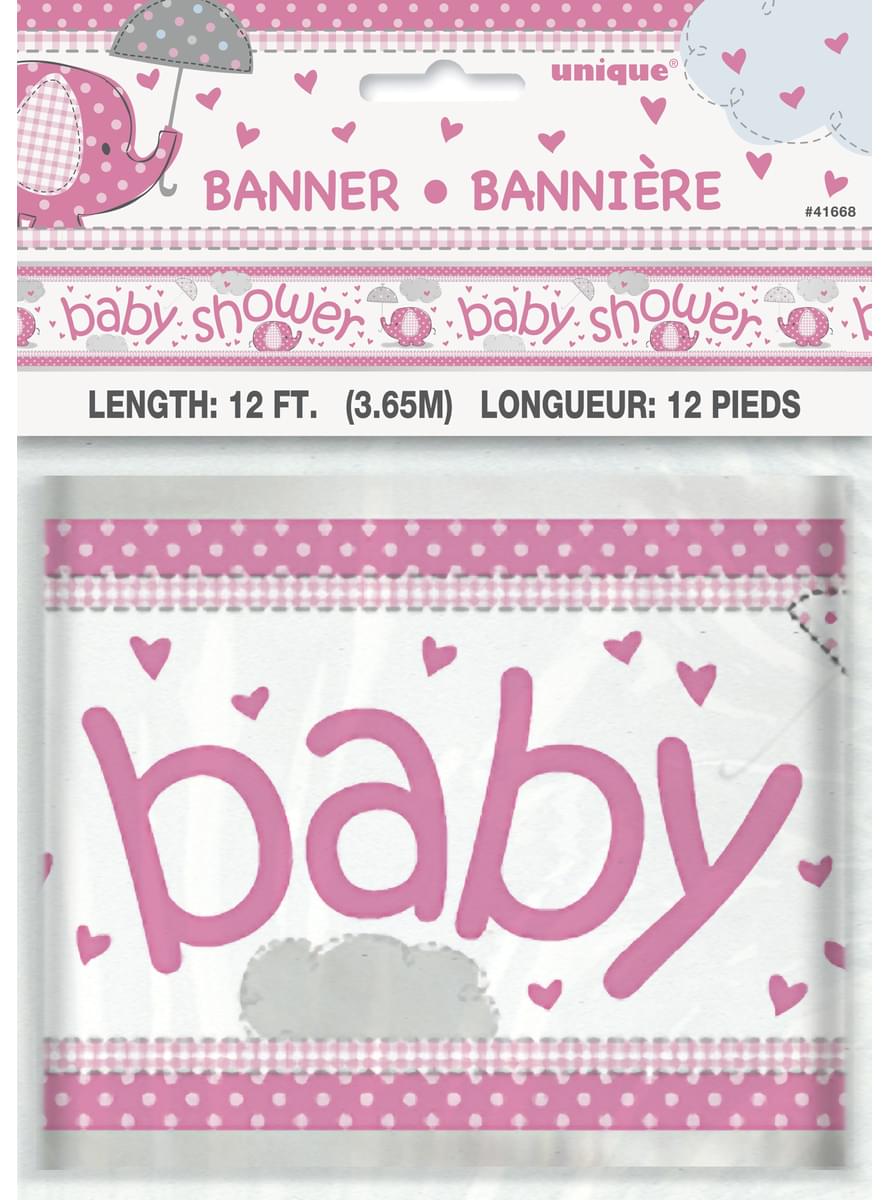 Faixa Baby Shower cor-de-rosa - Umbrellaphants Pink
