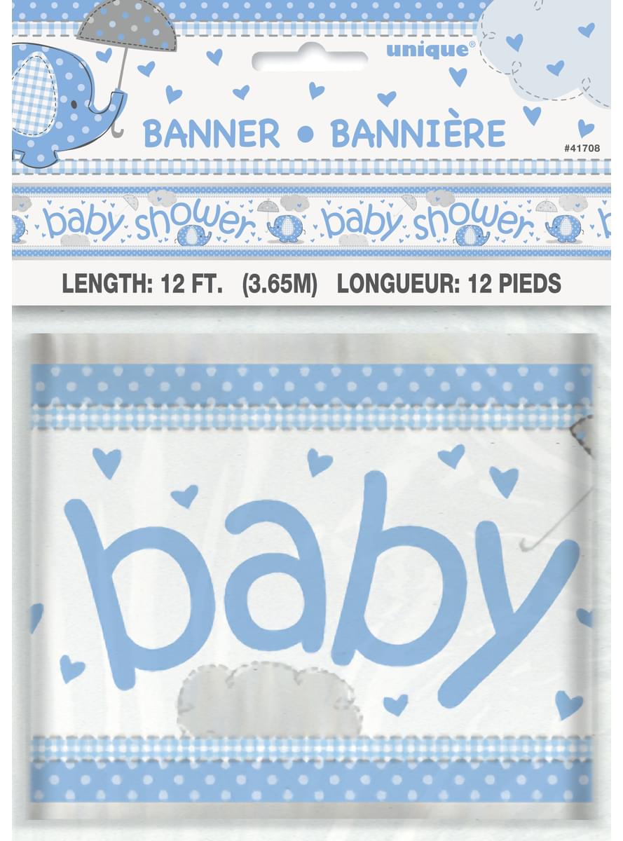 Faixa Baby Shower azul - Umbrellaphants Blue