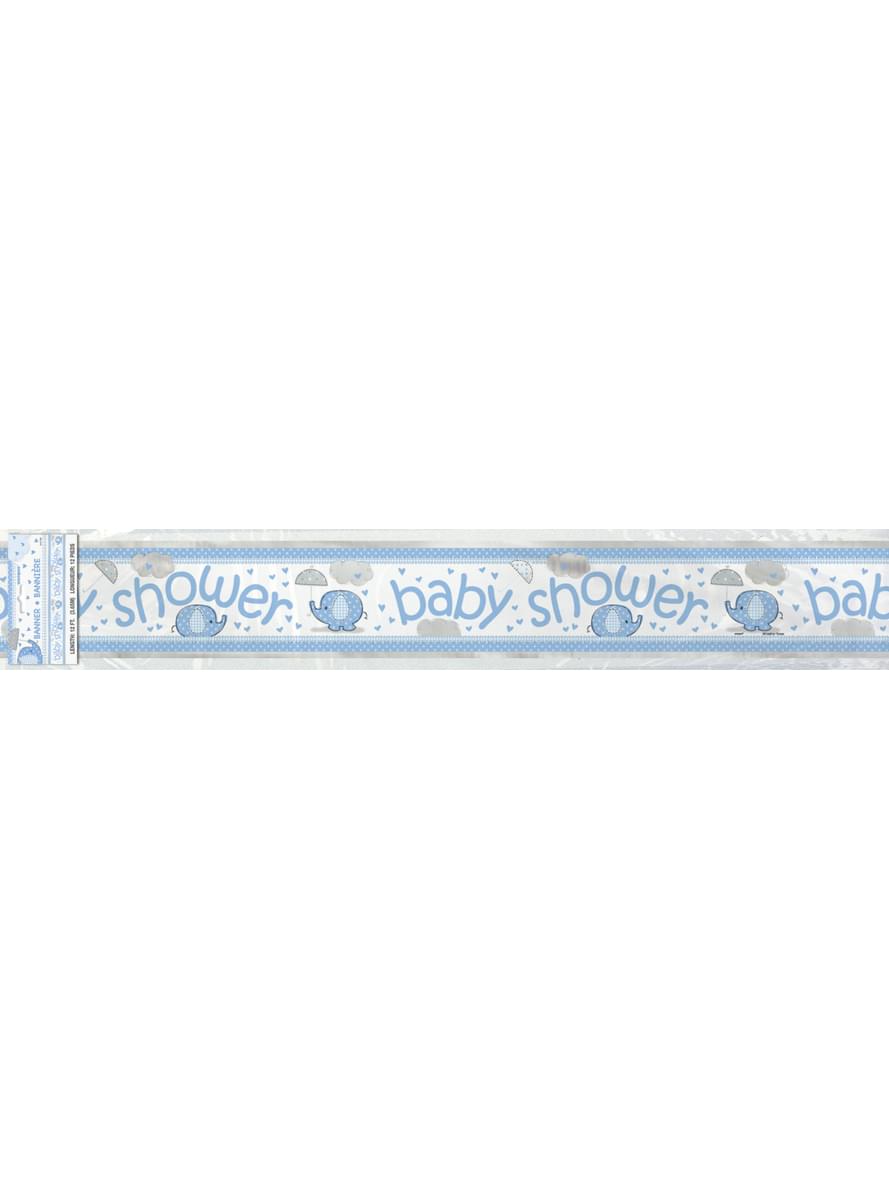 Faixa Baby Shower azul - Umbrellaphants Blue
