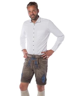 Lederhose maro cu portocaliu deluxe pentru bărbat