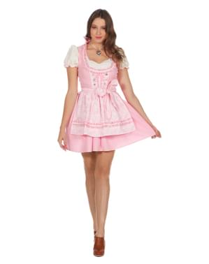 Dirndl tirolês Oktoberfest cor de rosa para mulher