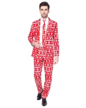 Noel Kırmızı Nordic Suitmeister erkekler için takım elbise