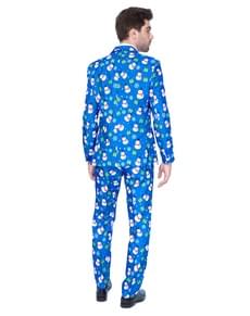 Christmas Blue Snowman Suitmeister Anzug für Herren