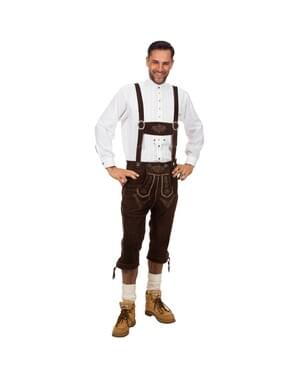 Deluxe mørke brune lederhosen til menn