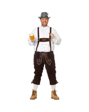 Deluxe mørke brune lederhosen til menn