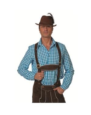 Blå Tyrolsk Oktoberfest skjorte til menn