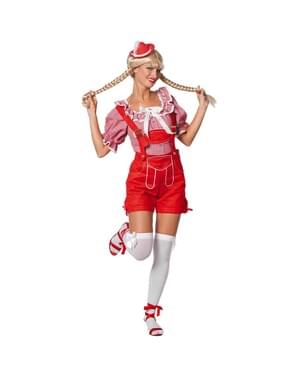 Lederhose vermelha Oktoberfest para mulher