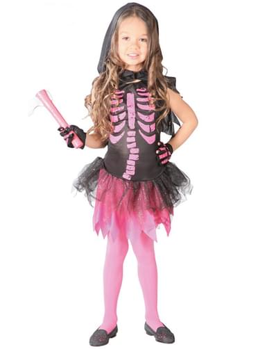 Costume scheletro rosa da bambina