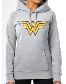 Sweatshirt cinzenta com capuz Logo para mulher - Wonder Woman