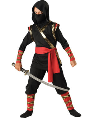 Costum ninja negru deluxe pentru copii