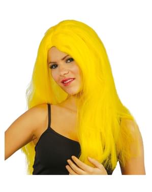 Ilgas tiesus geltonas perukas