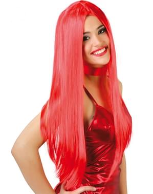 Perruque lisse longue rouge