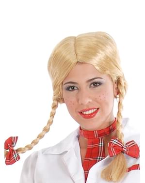 Peluca de trenzas rubia