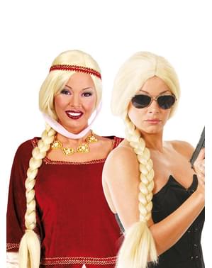 Peruka z warkoczem blond