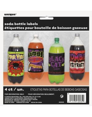 4 Helovino sodos butelių etikečių rinkinys - „Basic Halloween“