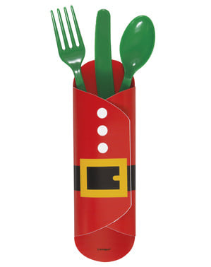 8 Noel Baba çatal bıçak takımı süslemeleri - Ho Ho Ho Noel