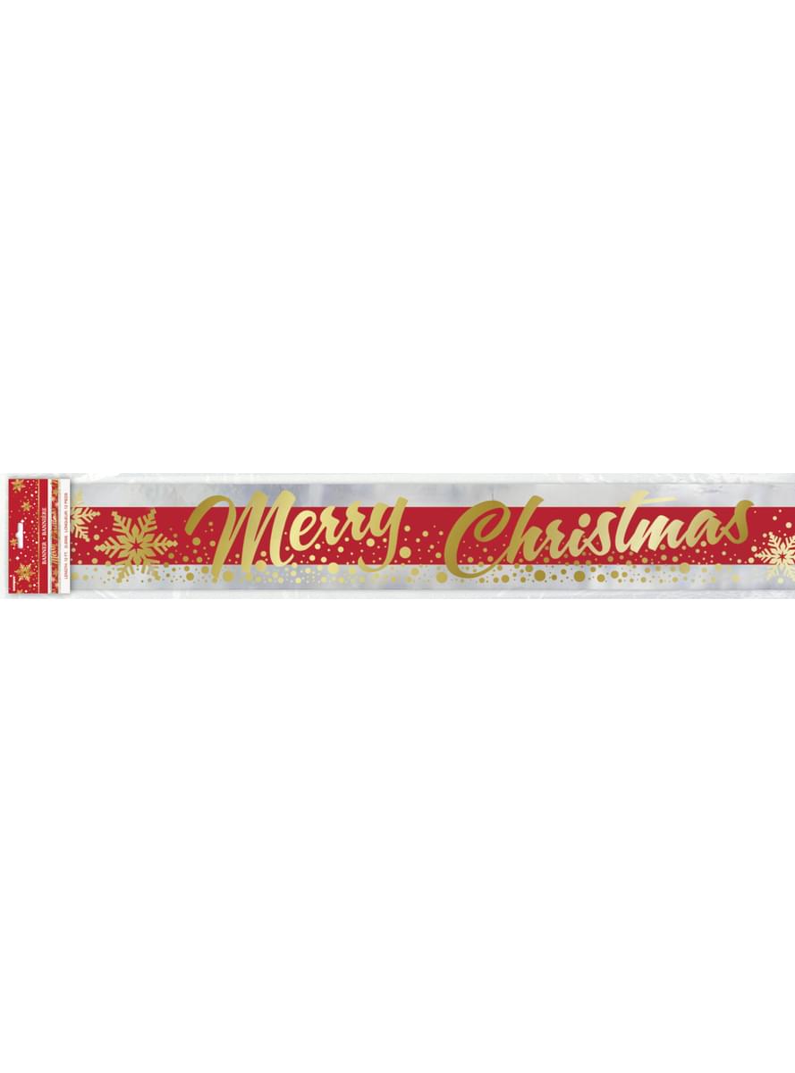 Transparent Rectangular Merry Christmas banner - Gold Sparkle