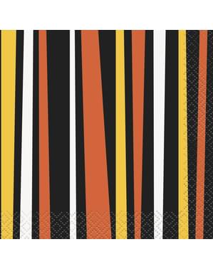 16 Serviettes en papier à rayures orages et noires - Smiling Pumpkin