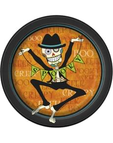Set of 8 round dessert plates with Day of the Dead skeleton - Day of the Dead