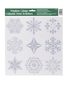 Autocolantes para janela copos de neve - Silver Snowflake Christmas