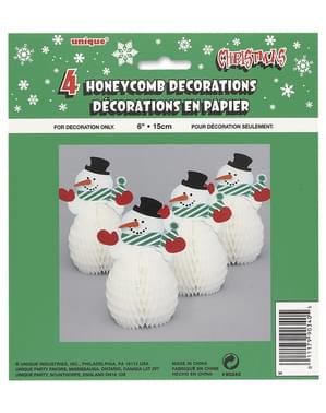 Set 4 dekorasi mini snowman honeycomb - Basic Christmas