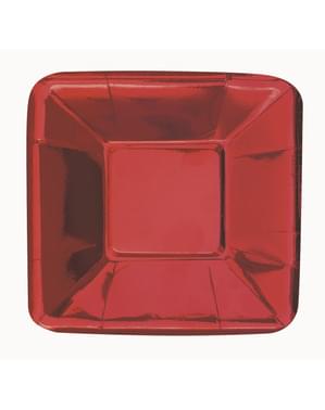 8 Τετράγωνοι Κόκκινοι Δίσκοι - Solid Colour Tableware