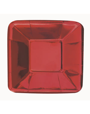 Set 8 kvadratnih rdečih pladnjev - enobarvna namizna posoda