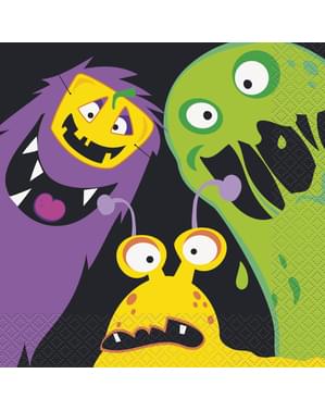 Çocuk canavarları ile 16 peçete seti - Silly Halloween Monsters