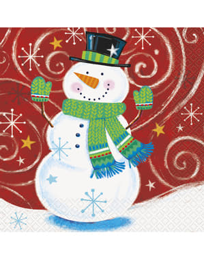 16 Serviettes en papier bonhomme de neige - Snowman Swirl