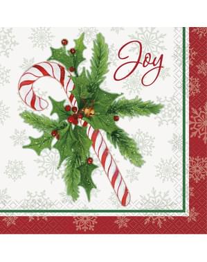 16 servetter julkaramell (33x33 cm) - Candy Cane Christmas