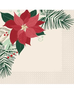 16 Serviettes en papier Étoile de Noël - Red & Gold Poinsettia