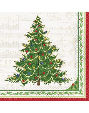 16 șervețele cu brad de Crăciun (33x33 cm) - Classic Christmas Tree