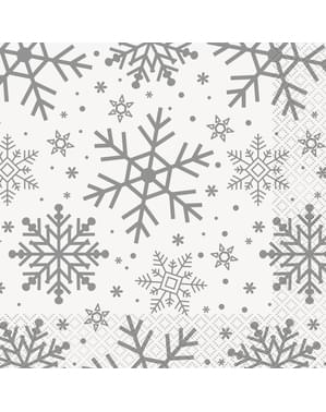 Zestaw 16 serwetek - Silver & Gold Holiday Snowflakes